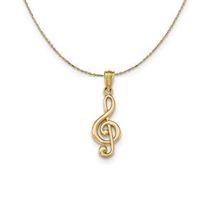 14k Yellow Gold Polished Treble Clef (9 x 25mm) Necklace - 20 Inch